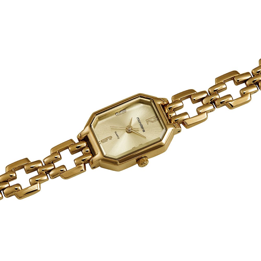 Relógio Feminino Dourado Metal Mostrador Champagne Dourado 2