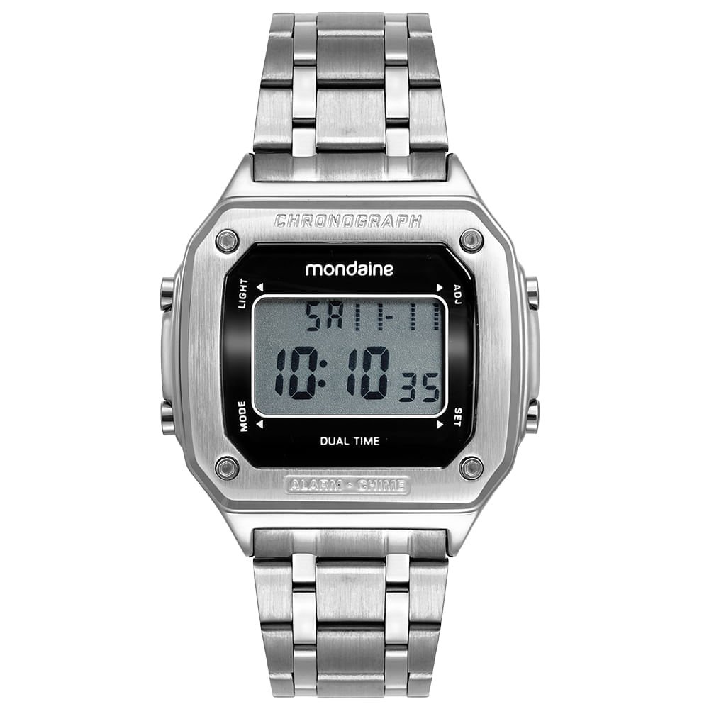 Relógio Masculino Prata Aço Digital Quadrado