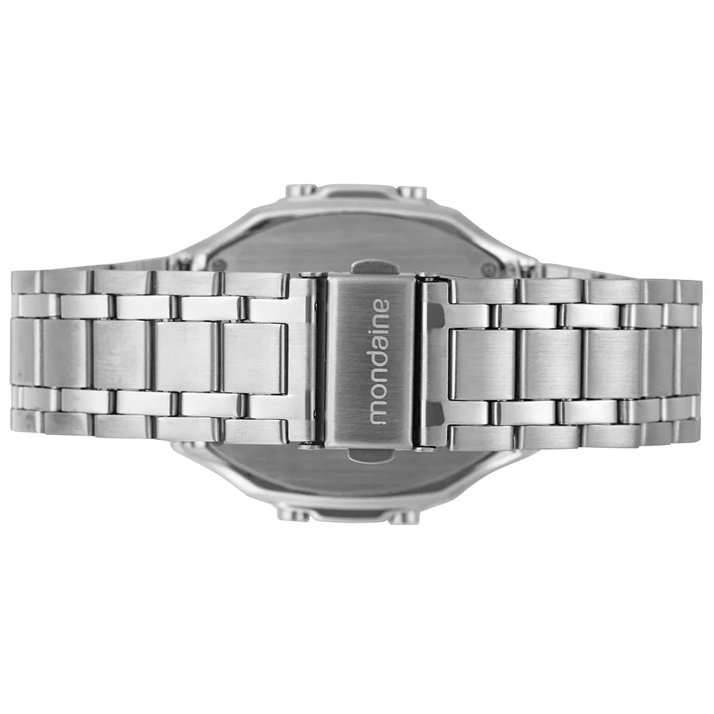 Relógio Masculino Prata Aço Digital Quadrado Prata 3