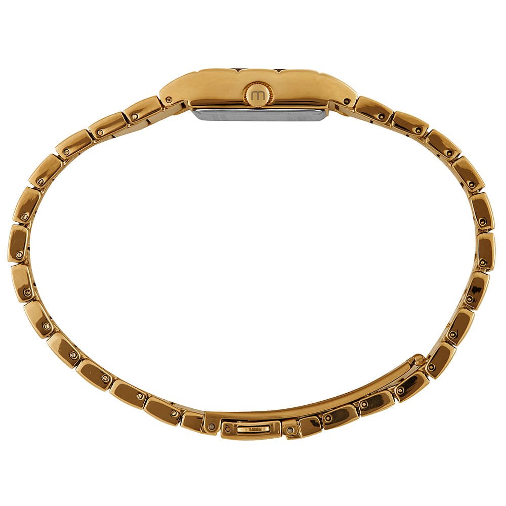 Relógio Feminino Dourado Quadrado Números e Index Dourado 3