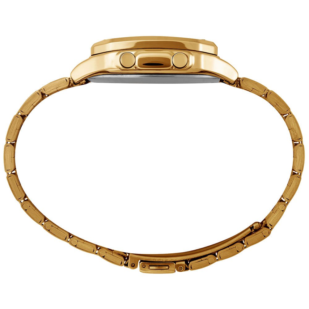 Relógio Masculino Dourado Aço Digital Quadrado LCD Dourado 3