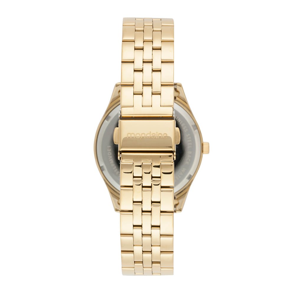 Relógio Feminino Dourado Aço Mostrador Champagne Dourado 3