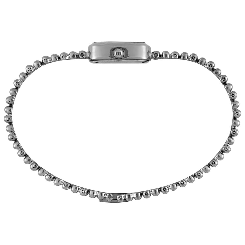 Relógio Feminino Prata Metal Quadrado Index Completo Prata 3