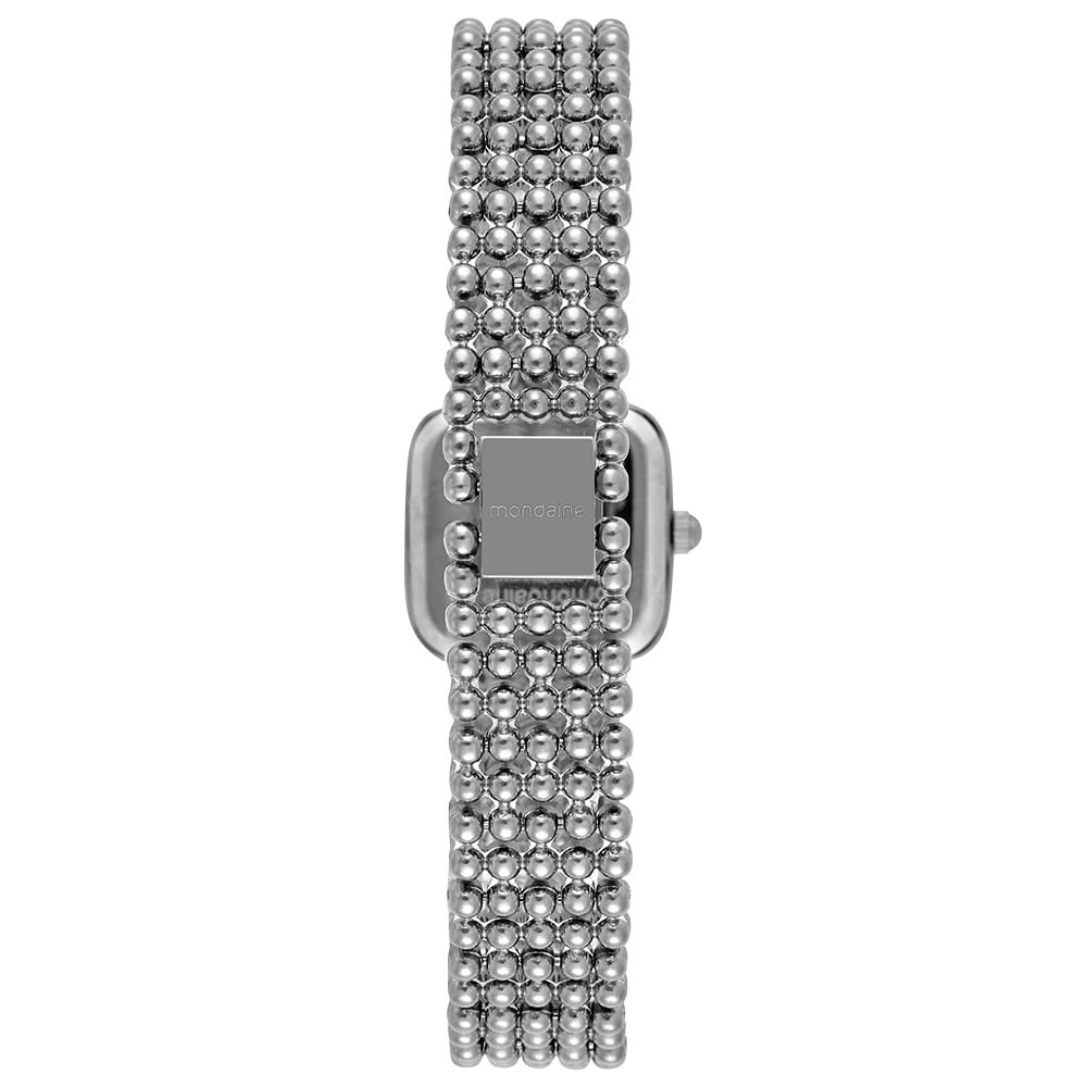 Relógio Feminino Prata Metal Quadrado Index Completo Prata 4