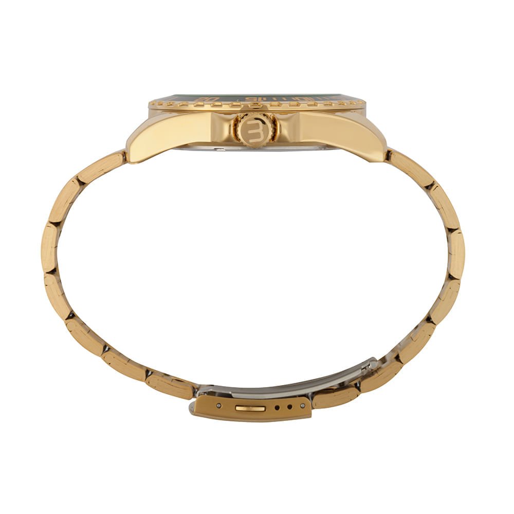 Relógio Masculino Dourado Aço Champagne Números Dourado 2