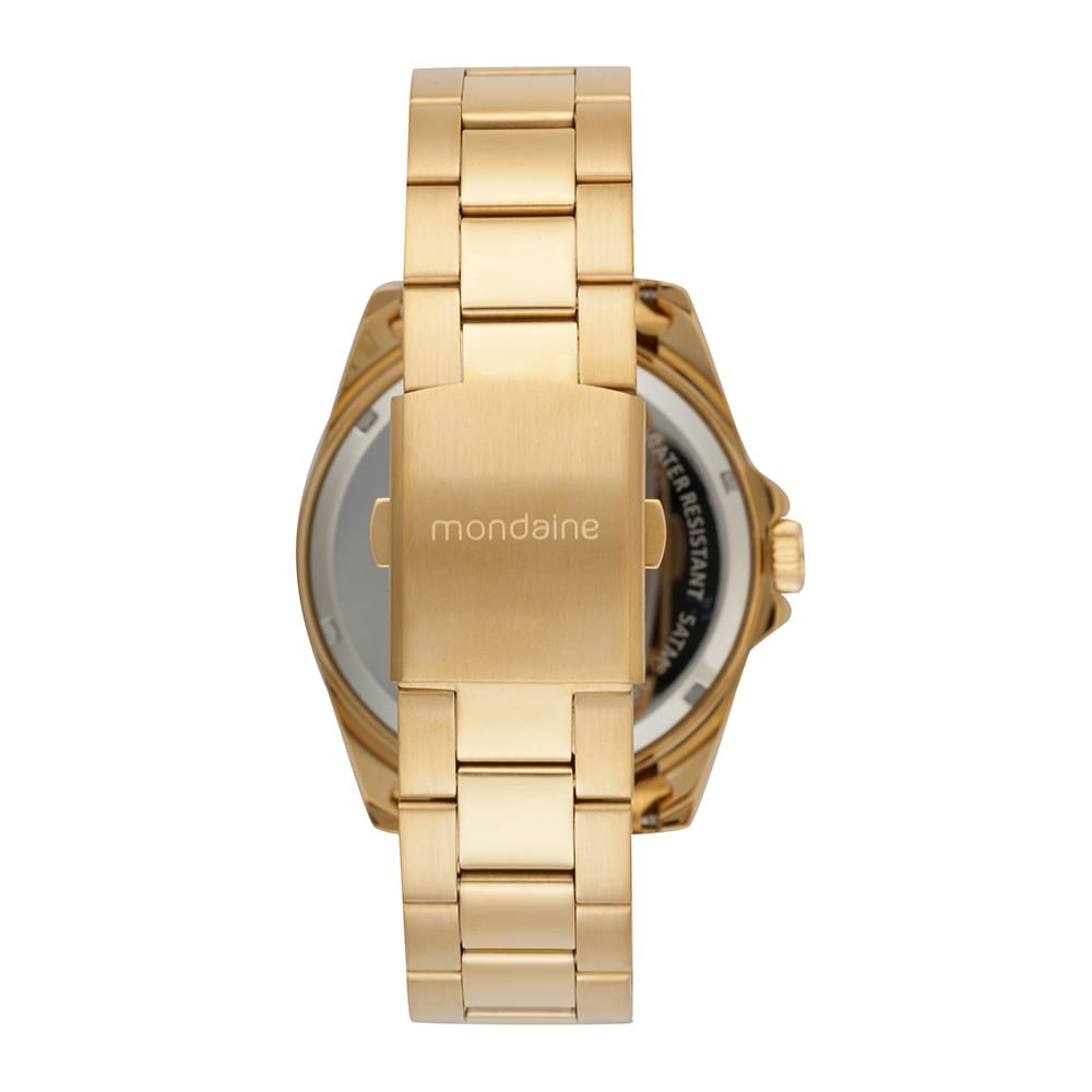 Relógio Masculino Dourado Aço Champagne Números Dourado 3