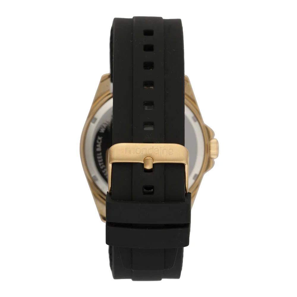 Relógio Masculino Mondaine All Black Silicone Robusto Dourado 3