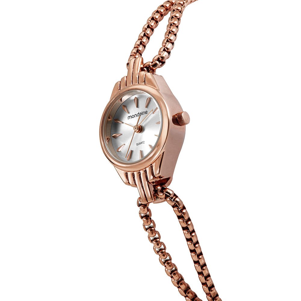 Relógio Feminino Mondaine Rose Gold Aço Mostrador Prata Dourado 2