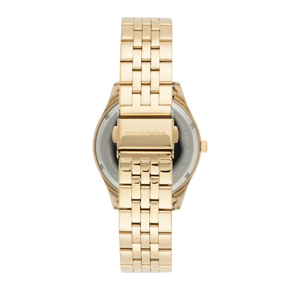 Relógio Feminino Dourado Aço Mostrador Branco Dourado 3