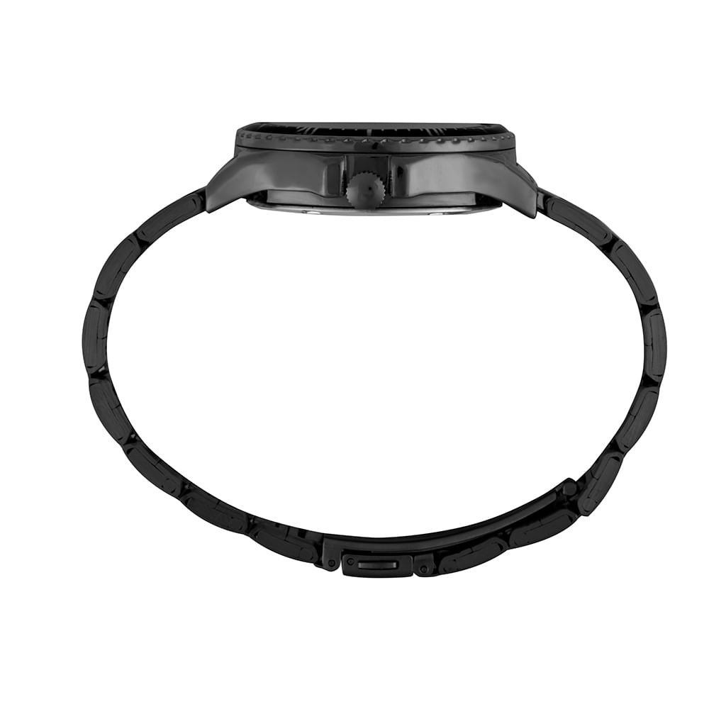 Kit Relógio Feminino Preto Elegante Aço Pulseira Preto 4