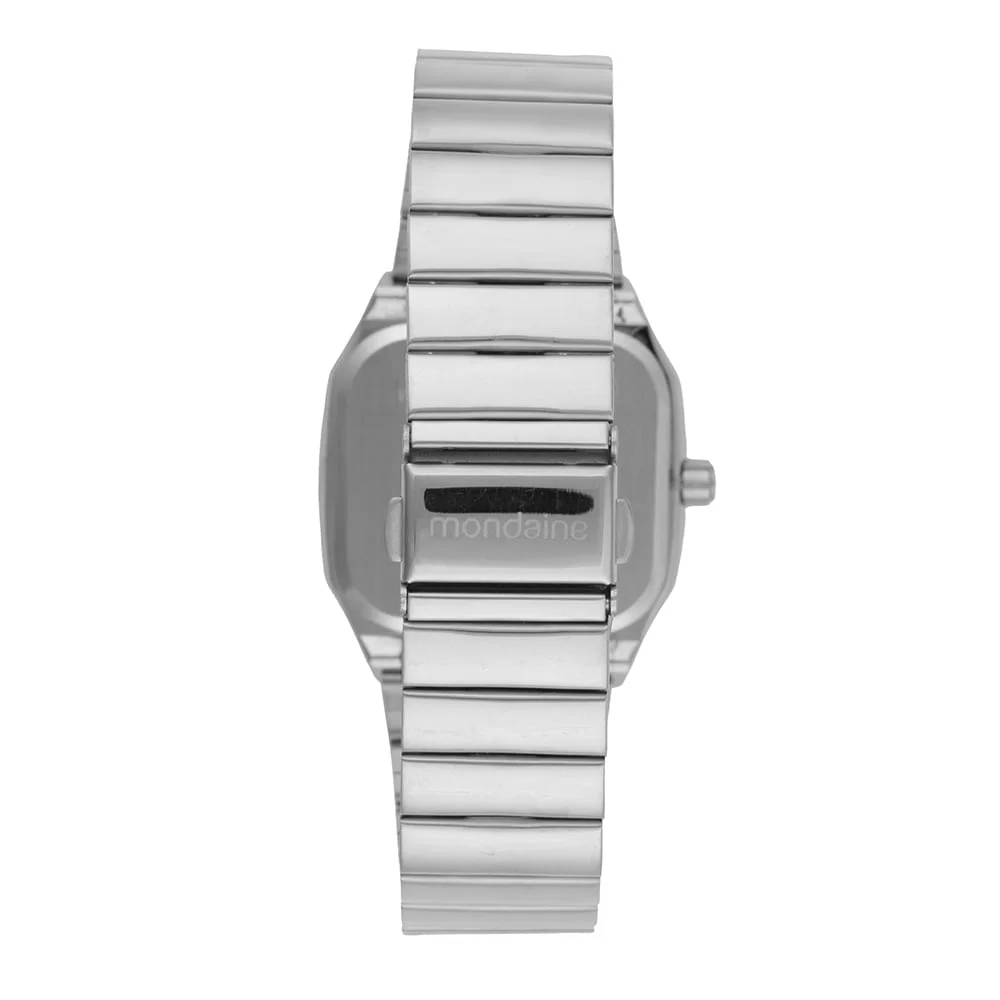 Relógio Masculino Quadrado Anadigi Prata Aço Prata 4