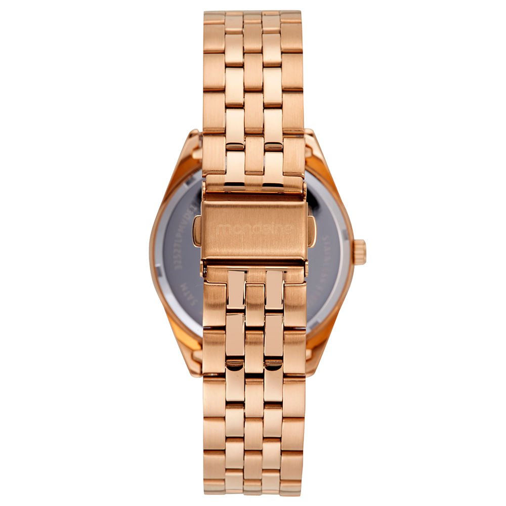 Kit Relógio Feminino Rose Gold Multifunção Aço Pulseira Dourado 5
