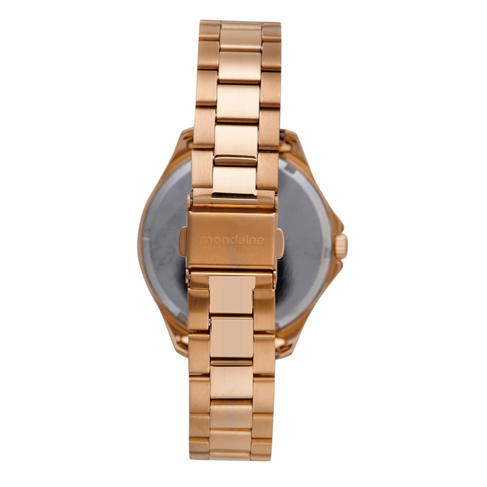 Kit Relógio Feminino Rose Gold Clássico Aço Colar Dourado 5