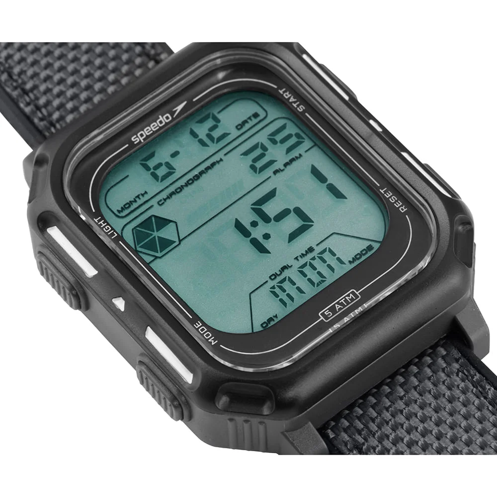 Relógio Masculino Speedo Digital Quadrado Preto Nylon Preto 2