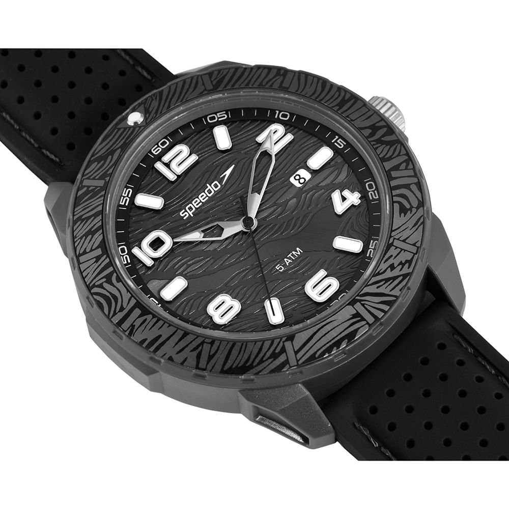 Relógio Masculino Speedo Analógico Preto Silicone Preto 2
