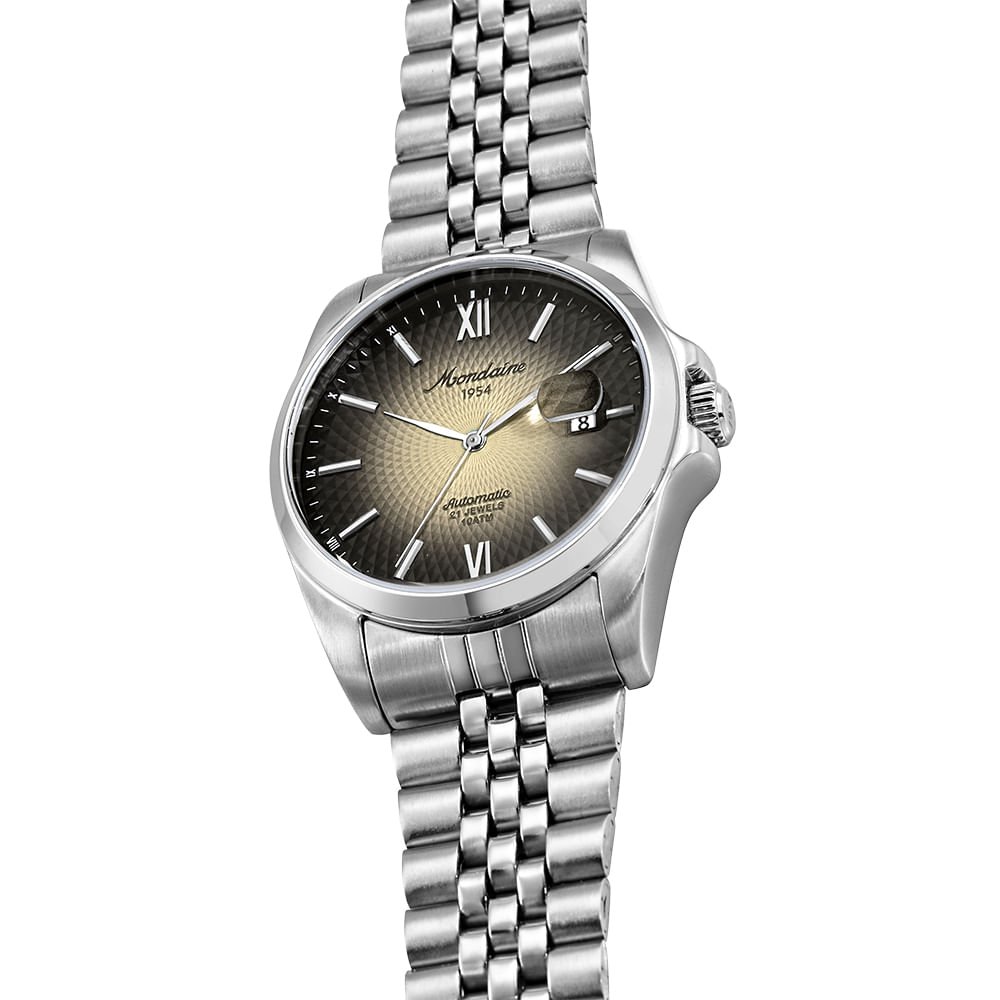 Relógio Automático Masculino Calendário Preto Aço Prata 2