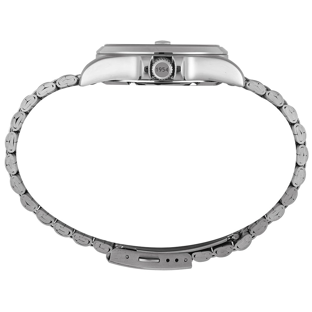 Relógio Automático Masculino Calendário Preto Aço Prata 3