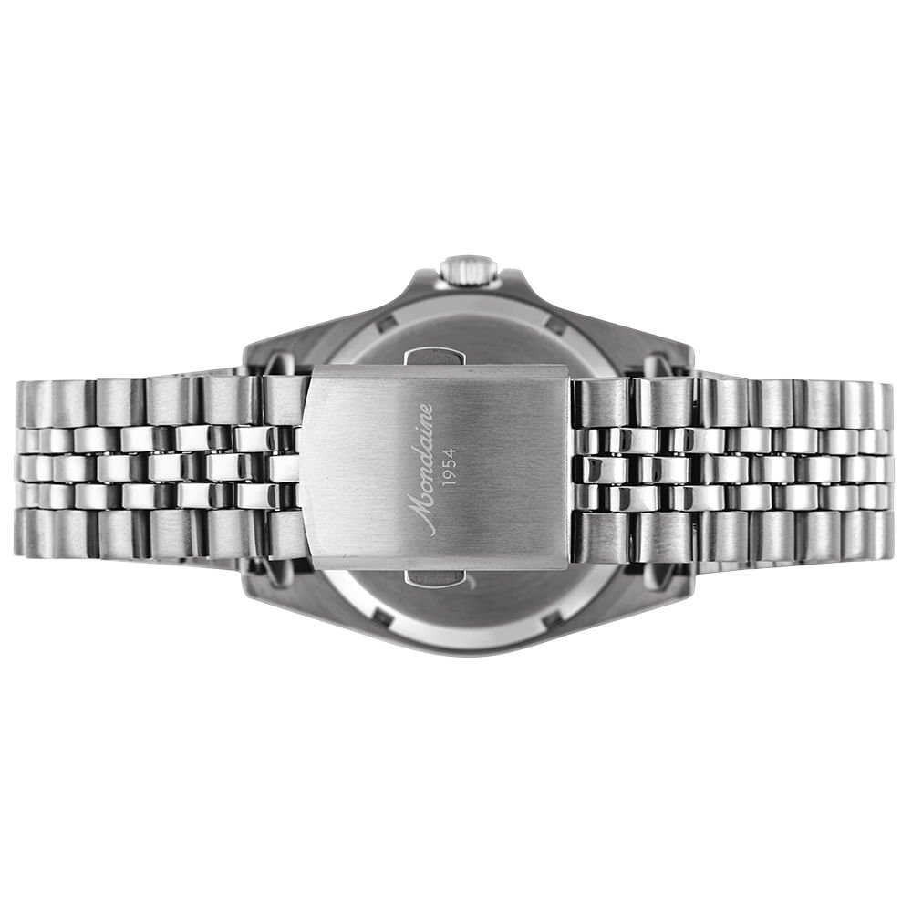 Relógio Automático Masculino Calendário Preto Aço Prata 4