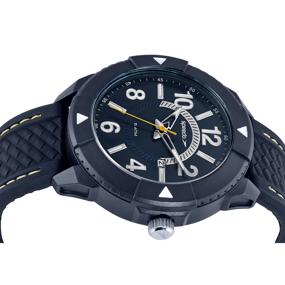 Relógio Masculino Speedo Analógico Azul Silicone Preto 2