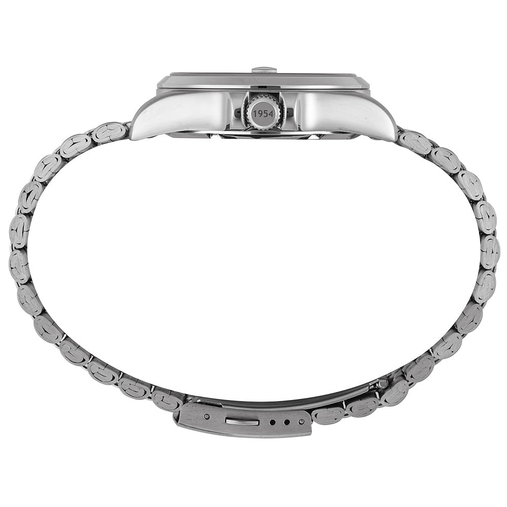 Relógio Automático Masculino Calendário Azul Aço Prata 3