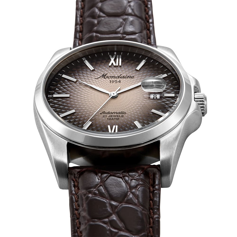 Relógio Automático Masculino Calendário Preto Couro Prata 2