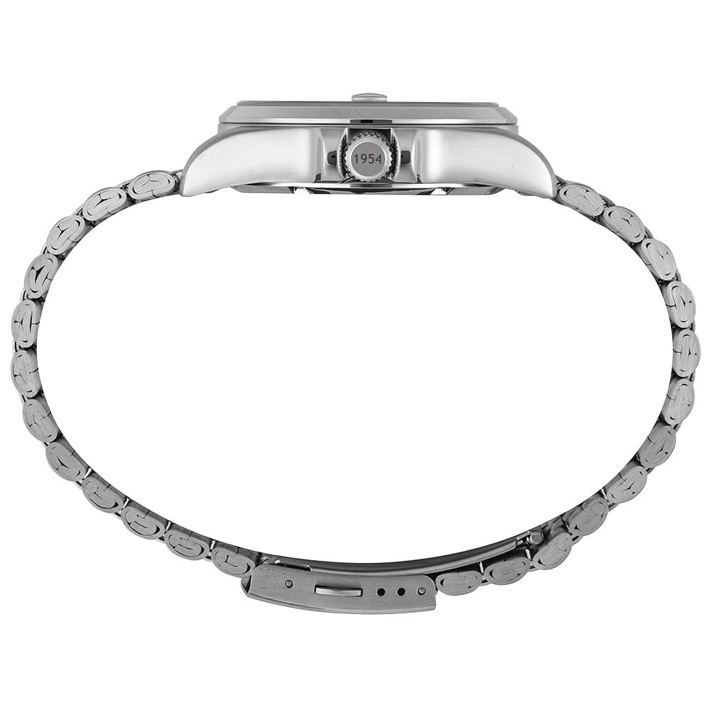 Relógio Automático Masculino Calendário Azul Aço Prata 3