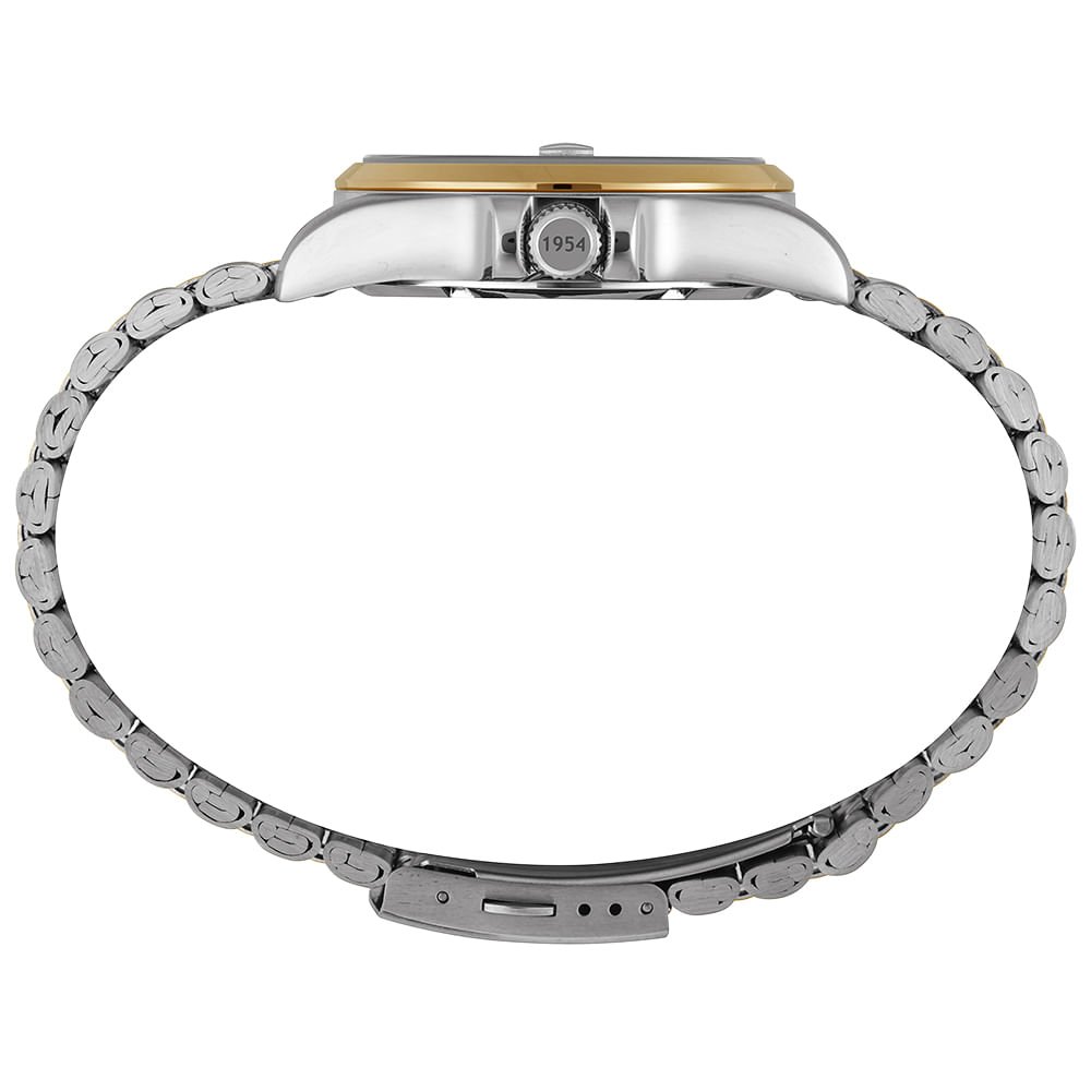 Relógio Automático Masculino Calendário Verde Bicolor Aço Prata 3