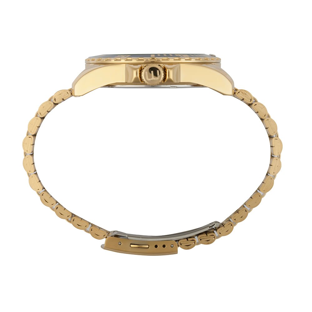 Kit Relógio Masculino Dourado Mostrador Azul Dourado 3