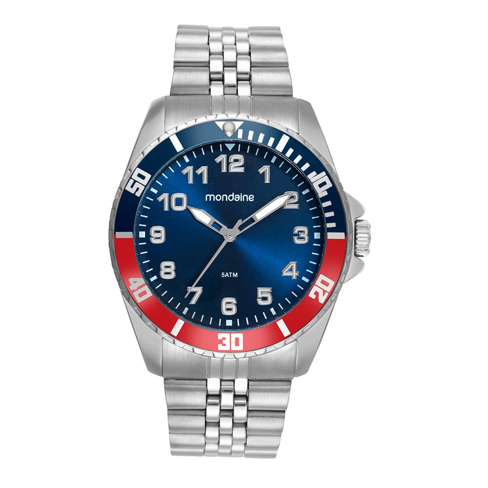 Kit Relógio Masculino Prata Mostrador Azul Prata 2