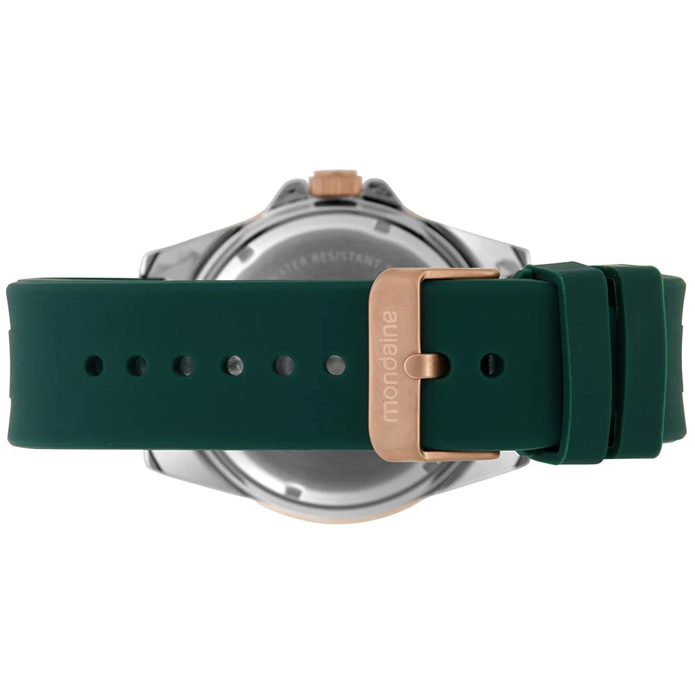 Relógio Masculino Silicone Verde Monocromático Prata 4