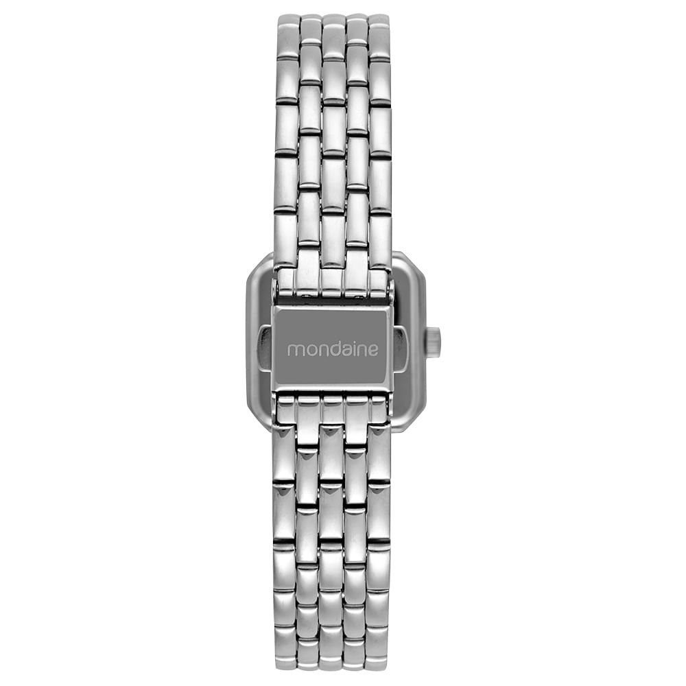 Relógio Feminino Quadrado Prateado Cristais Prata 4