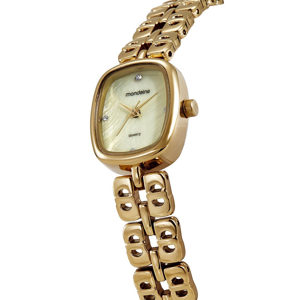 Relógio Feminino Oval Dourado Madrepérola Dourado 2