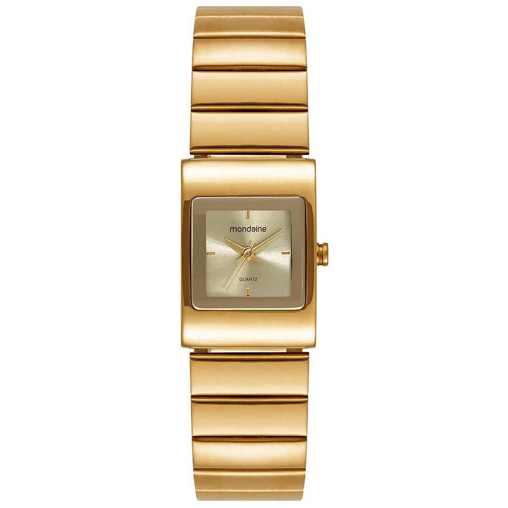 Relógio Feminino Quadrado Bracelete Dourado