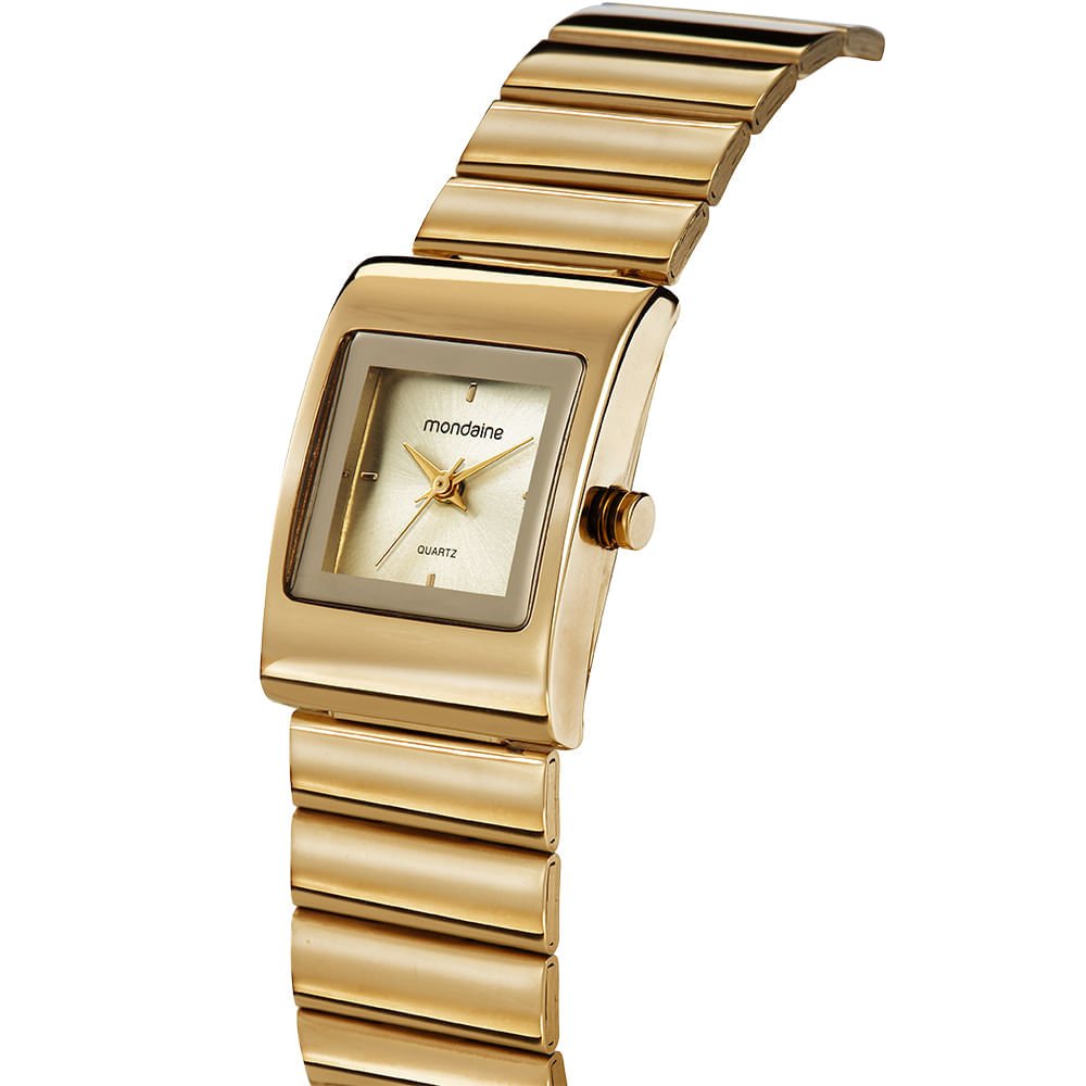 Relógio Feminino Quadrado Bracelete Dourado Dourado 2