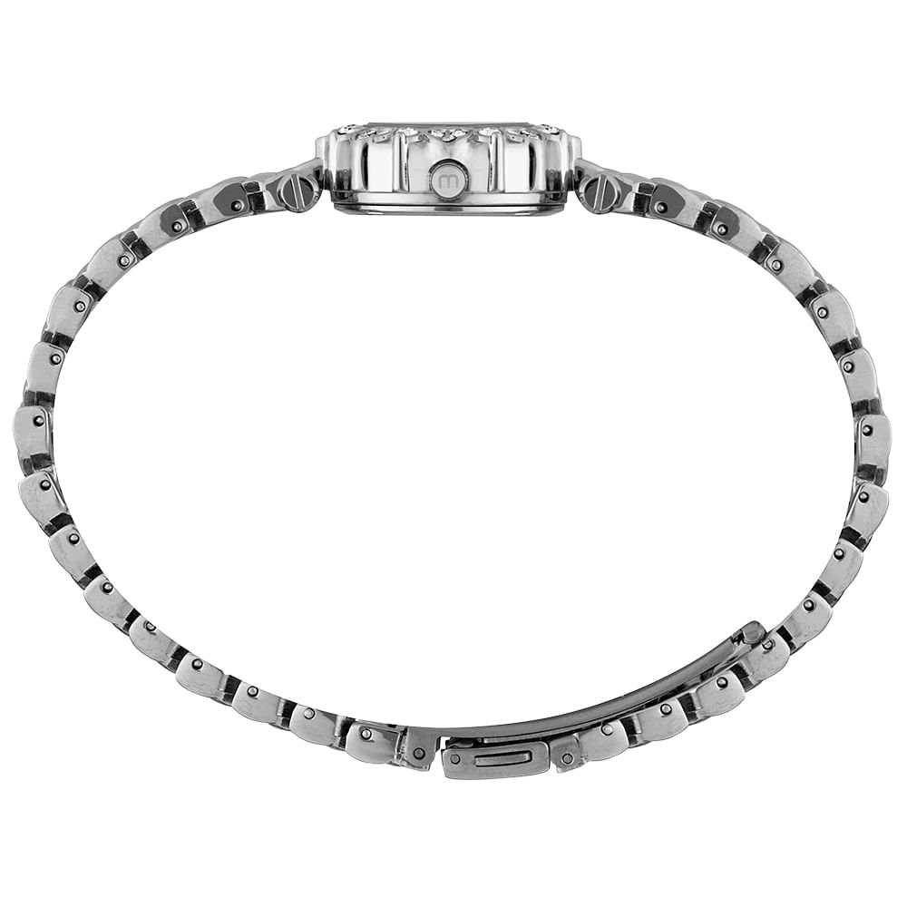 Relógio Feminino Prata Caixa Cristais Prata 3