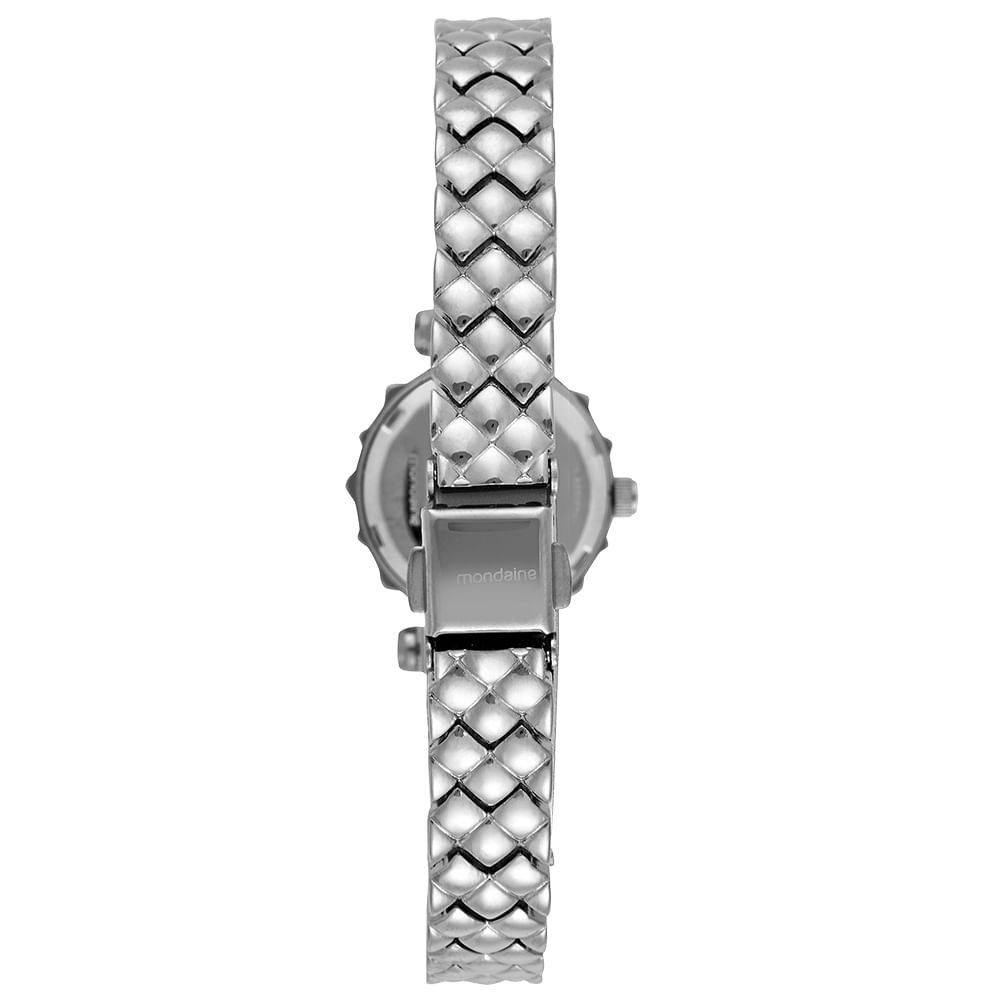 Relógio Feminino Prata Caixa Cristais Prata 4