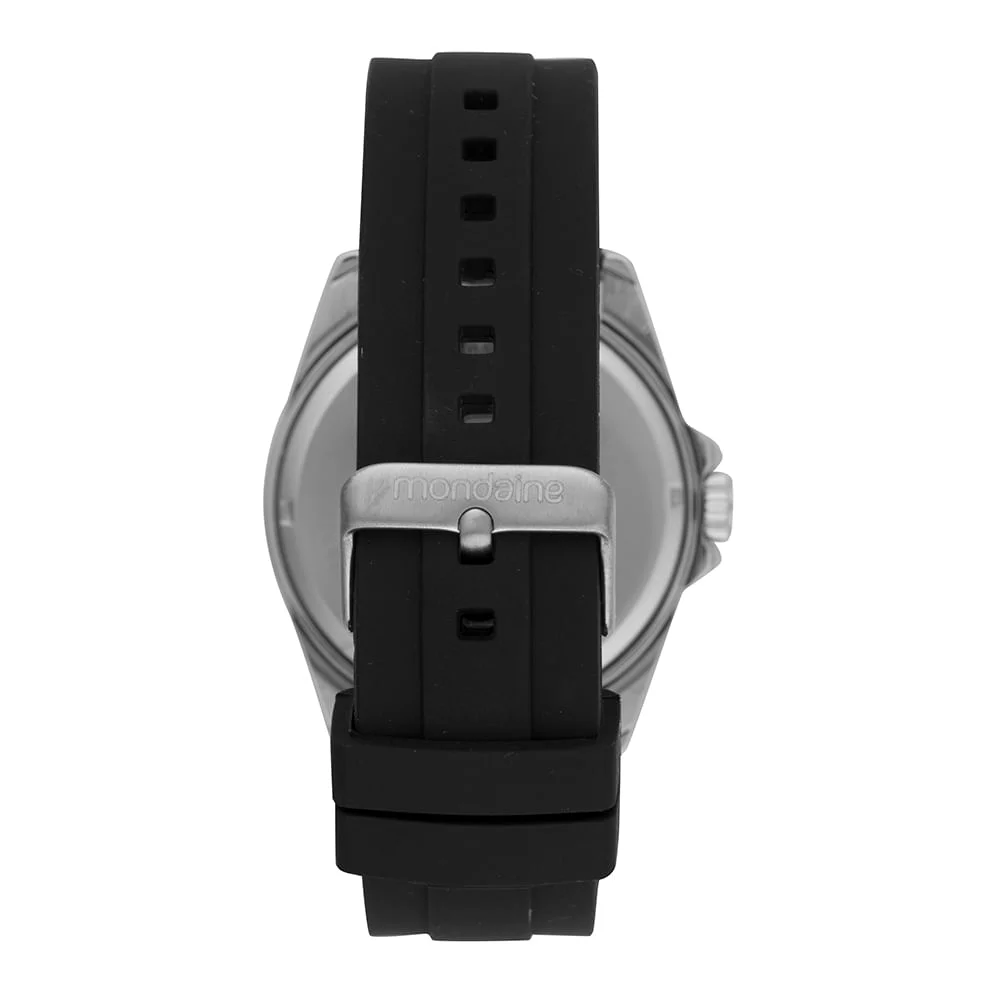 Kit Relógio Masculino Silicone Preto Prata 4