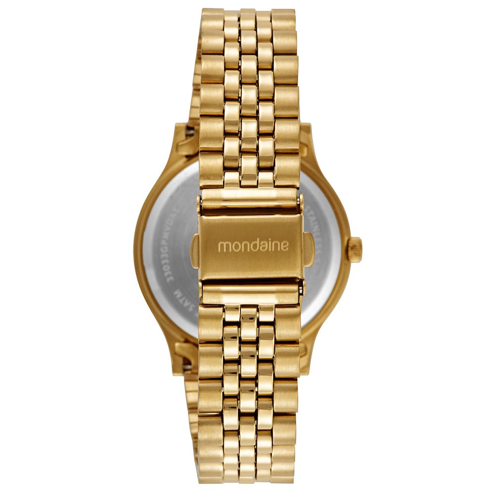 Relógio Masculino Analógico Dourado Mostrador Champagne Dourado 3