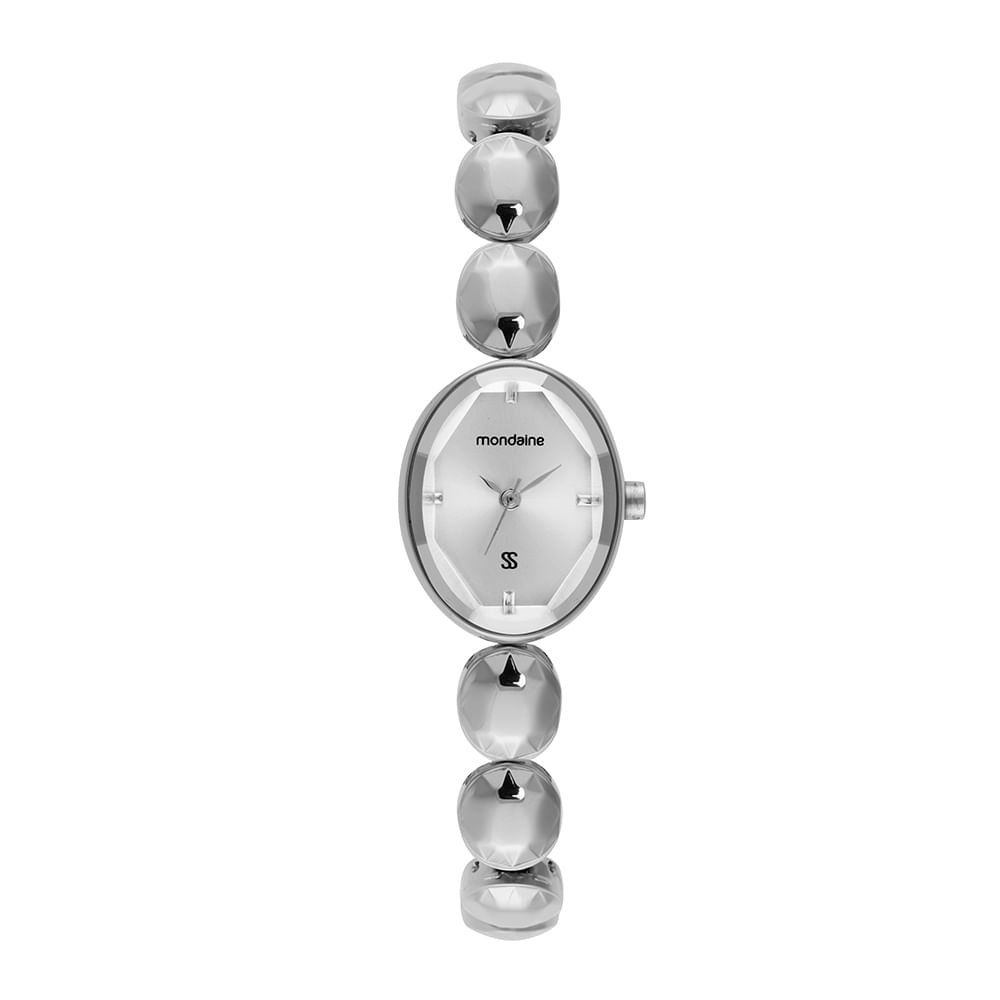 Relógio Feminino Analógico Oval Minimalista Prata