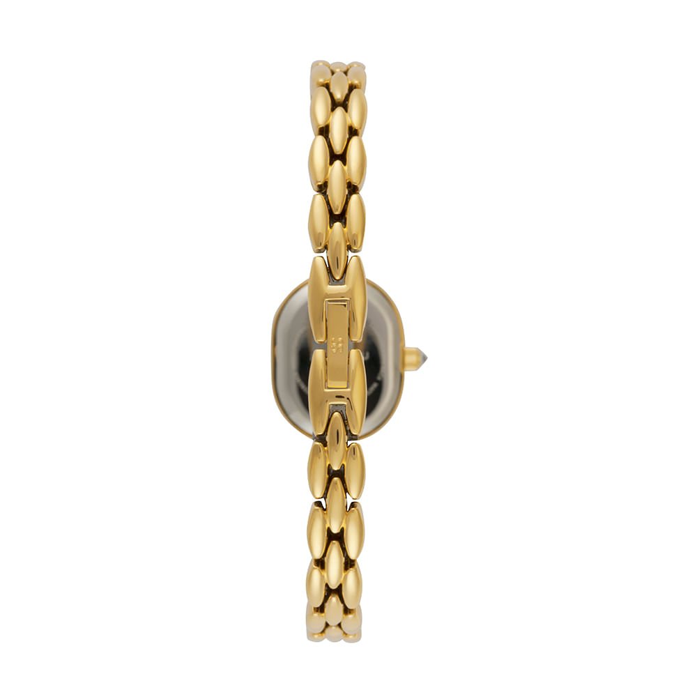Relógio Feminino Analógico Oval Minimalista Preto Dourado 4