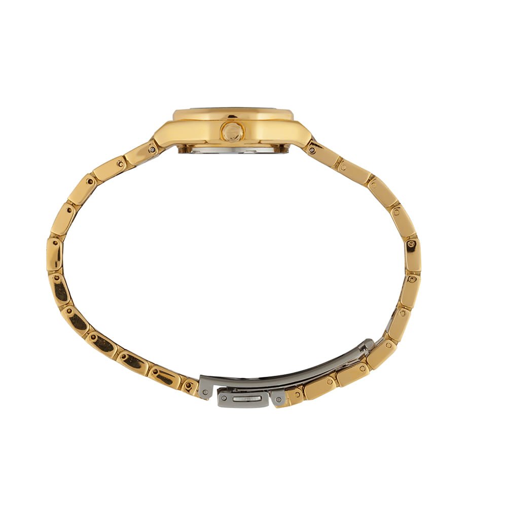 Relógio Feminino Analógico Textura bezel octogonal Azul Dourado/Azul 3