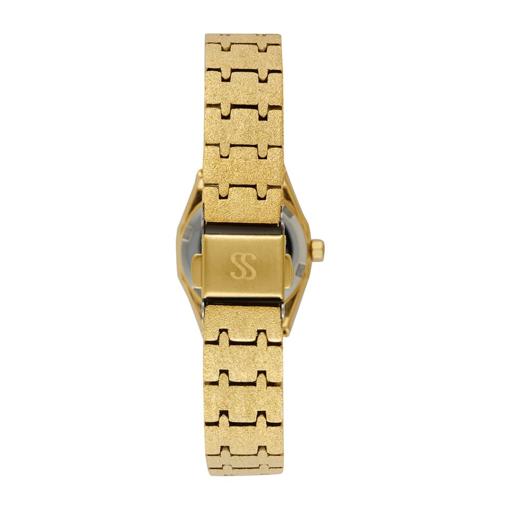 Relógio Feminino Analógico Textura Dourado Dourado 4