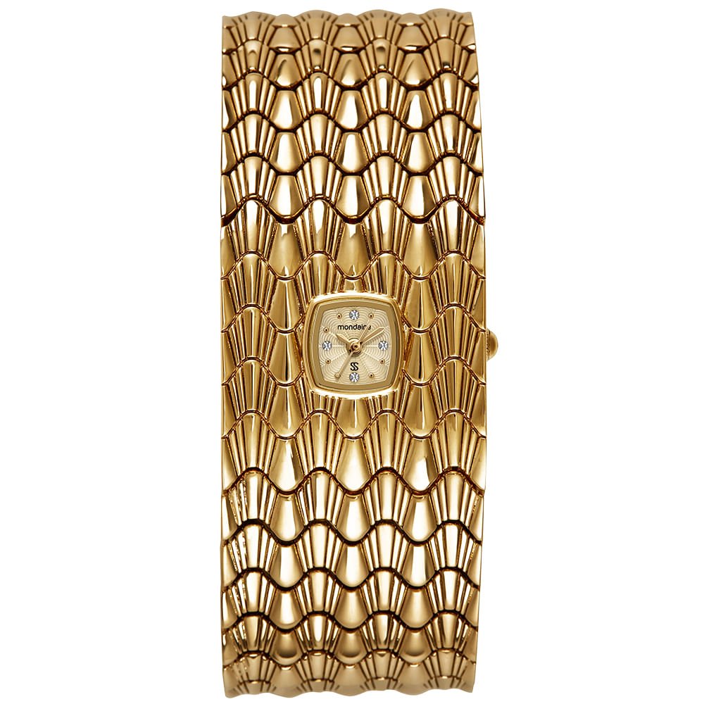 Relógio Bracelete Feminino Analógico Retangular Dourado