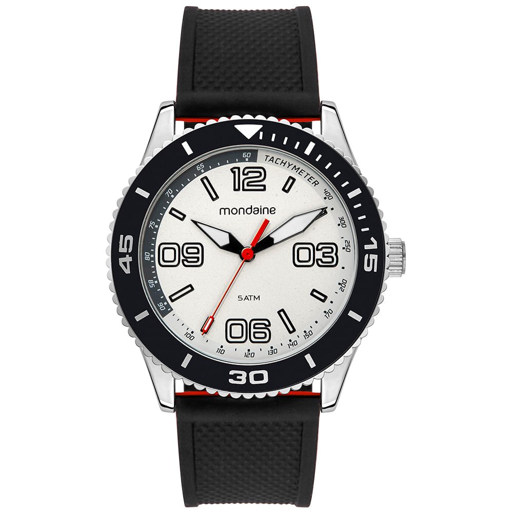 Relógio Masculino Branco e Preto Esportivo com Silicone