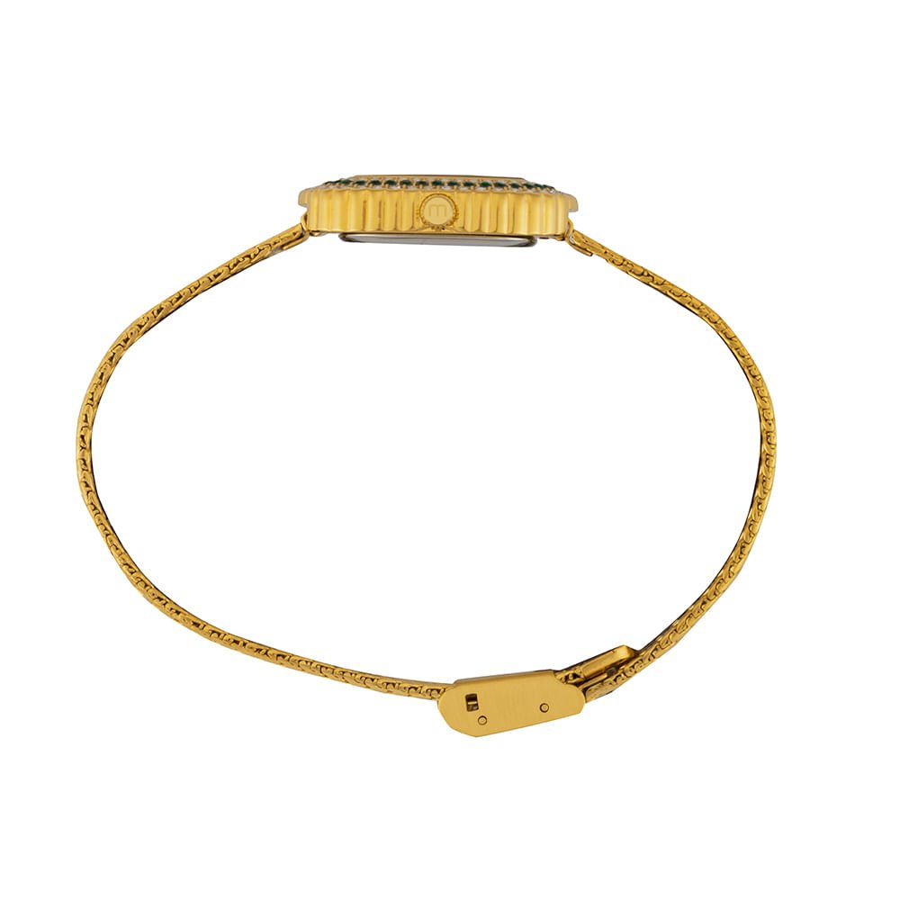 Relógio Feminino Analógico Oval Verde Dourado/Verde 4