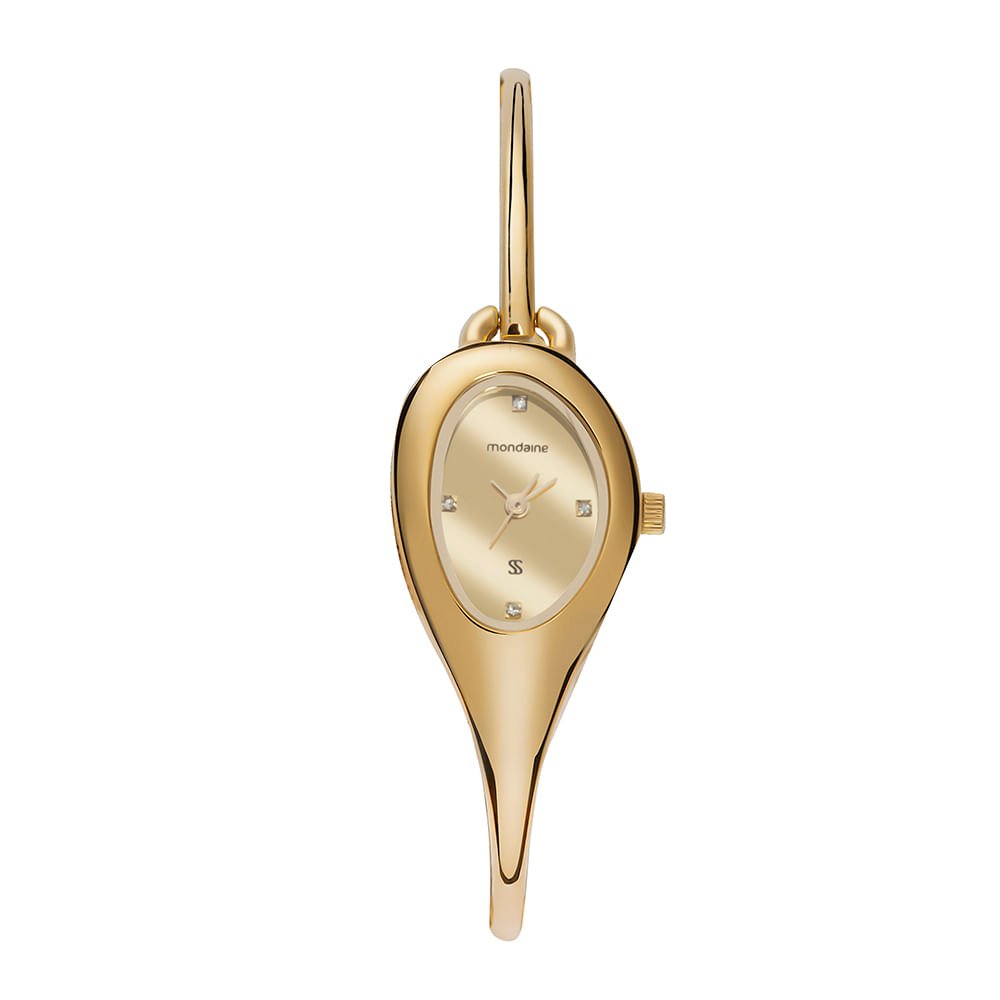 Relógio Feminino Analógico Oval Alongado Dourado