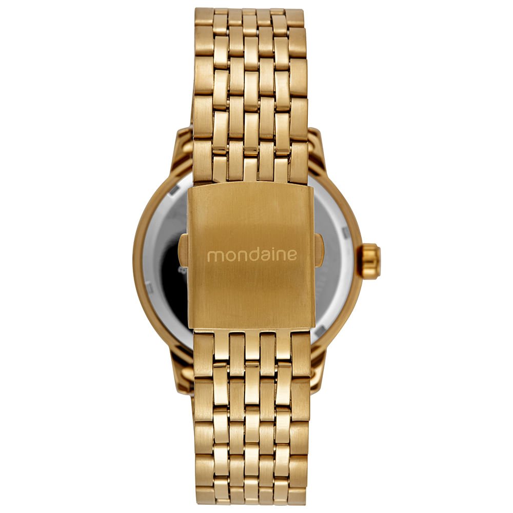 Relógio Masculino Analógico Dourado Calendário e Visor Amplo Dourado 4