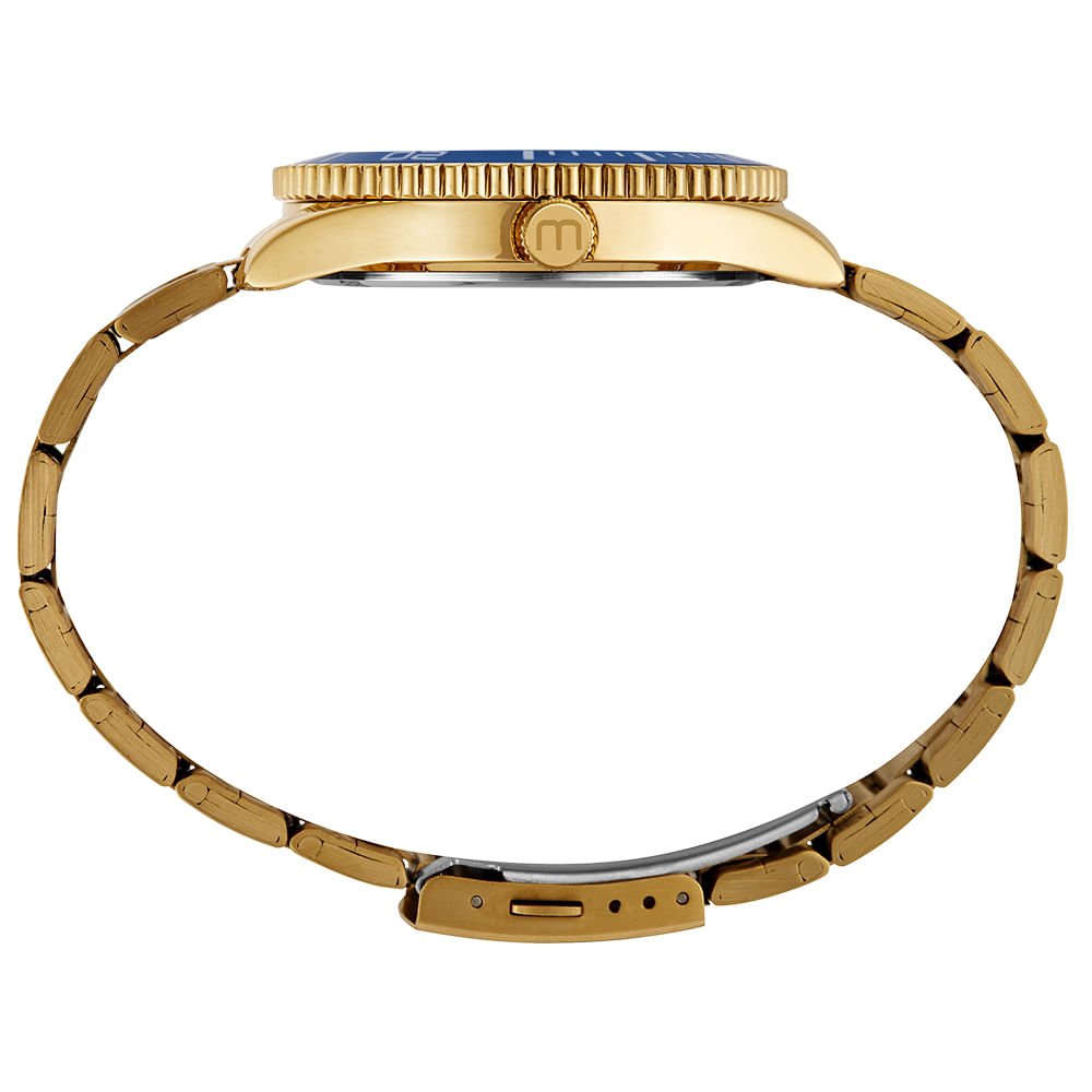 Relógio Masculino Analógico Azul Dourado com Luneta Rotativa Dourado/Azul 2