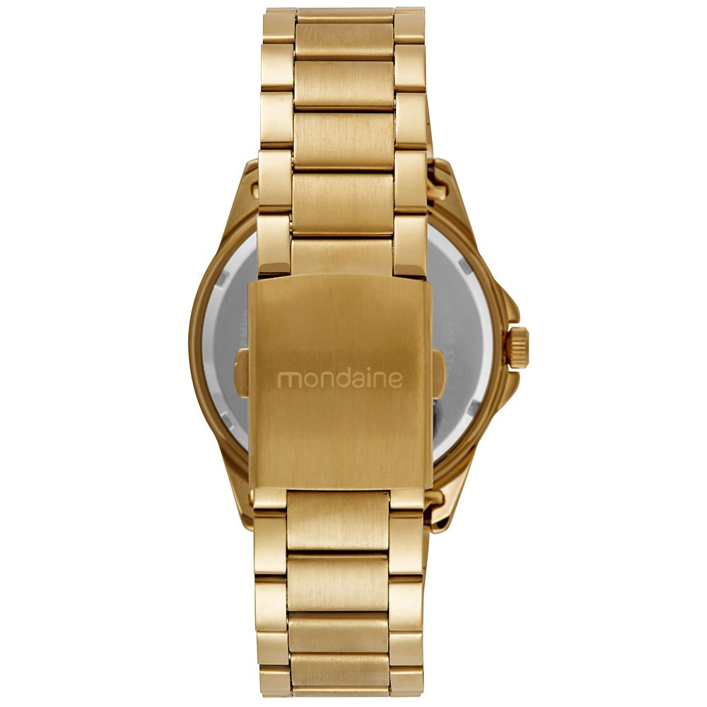 Relógio Masculino Analógico Preto e Dourado com Calendário Dourado 3