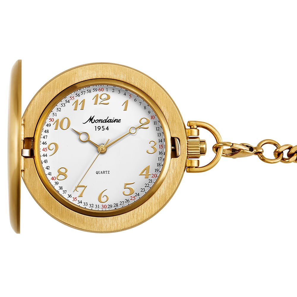 Relógio de Bolso Masculino Dourado com Abertura Automática